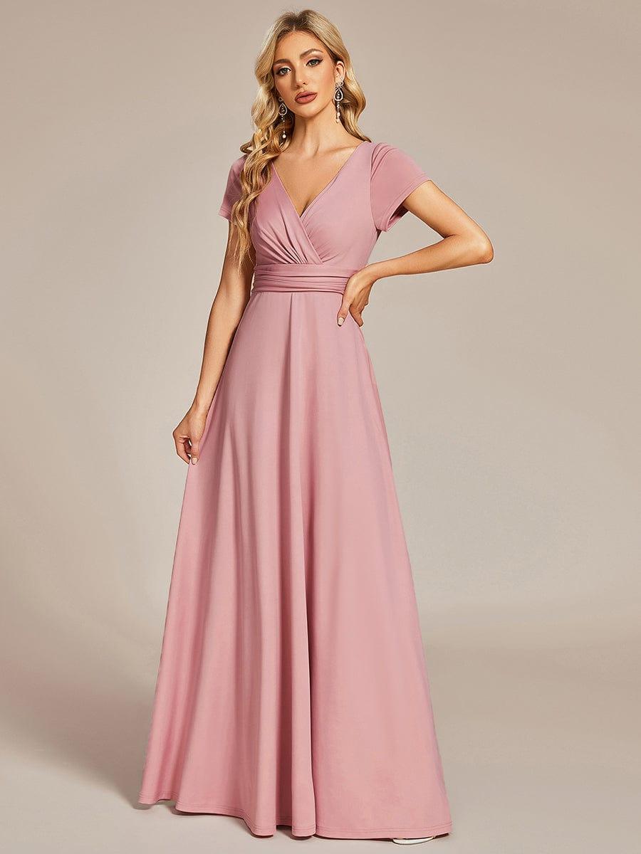 Pleated V-Neck Bridesmaid Dress with Empire Waist | Simple