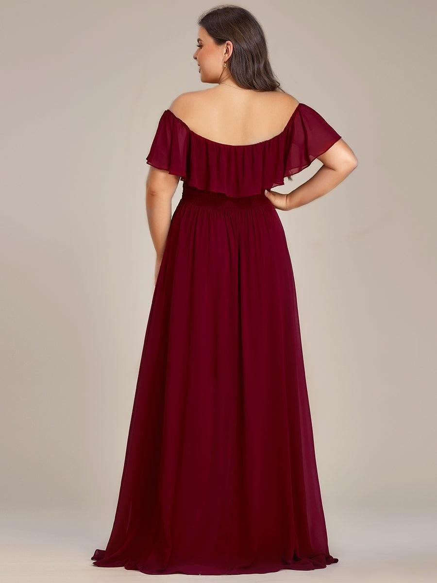 Plus Size Flowy Chiffon High-Low Off The Shoulder Bridesmaid Dress