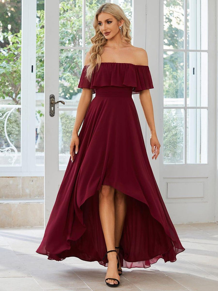 Charming Off-Shoulder Asymmetrical Bridesmaid Dress