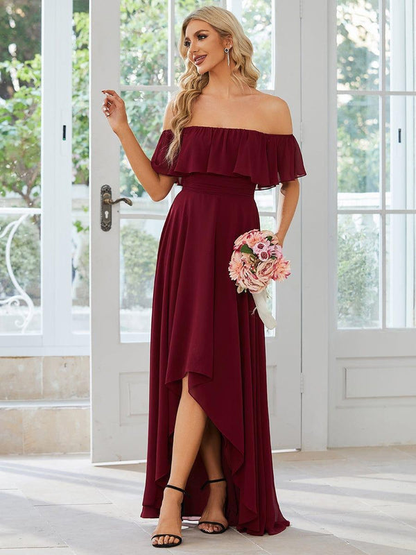 Charming Off-Shoulder Asymmetrical Bridesmaid Dress