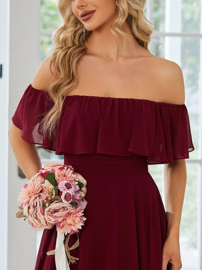 Charming Off-Shoulder Asymmetrical Bridesmaid Dress