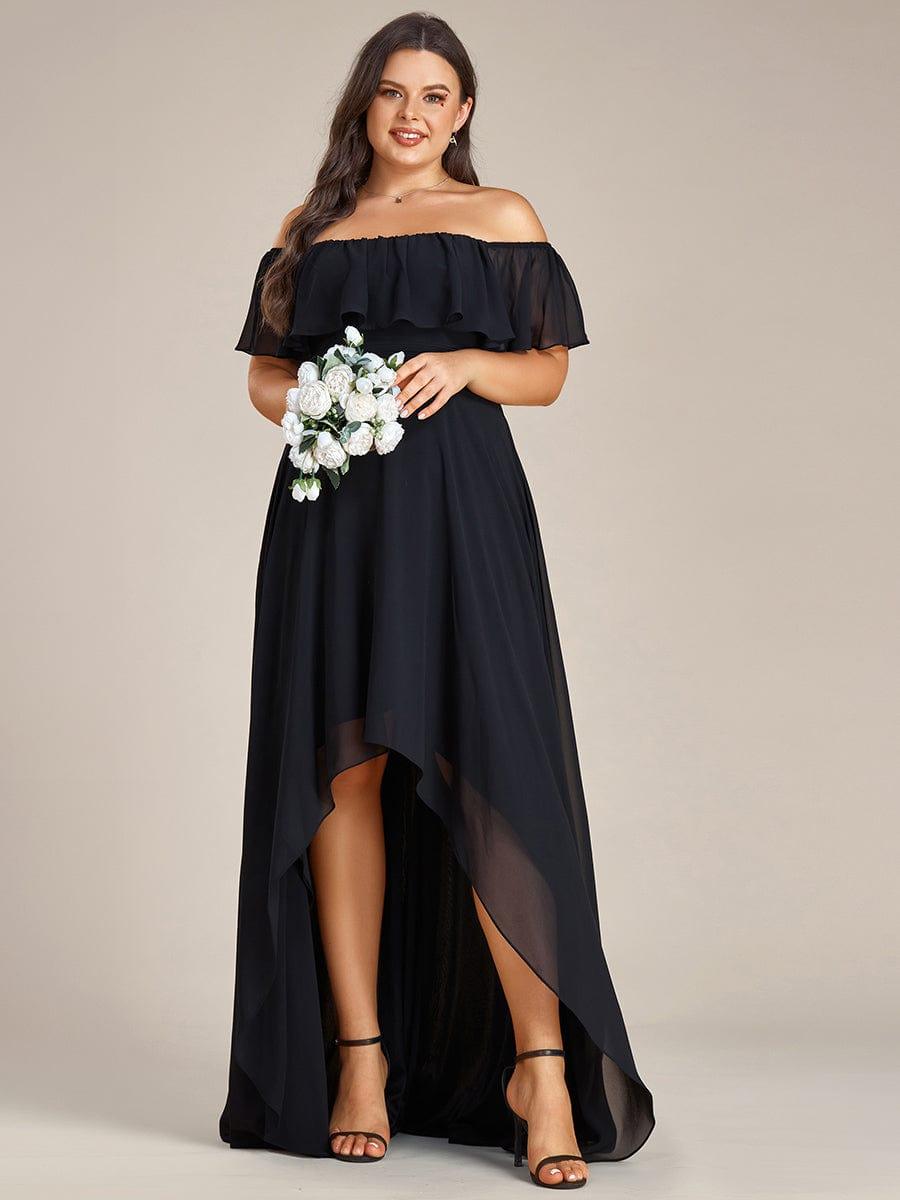 Plus Size Flowy Chiffon High-Low Off The Shoulder Bridesmaid Dress