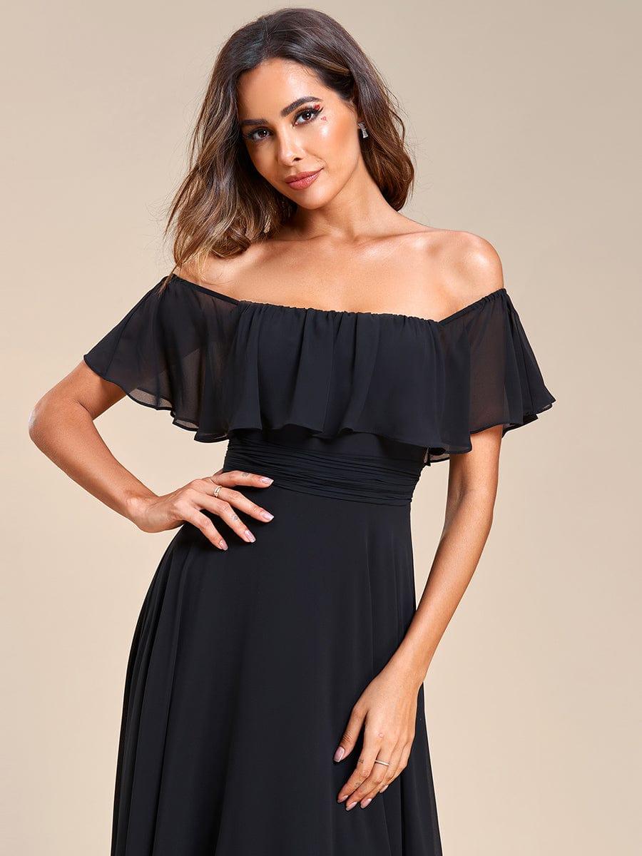 Elegant Chiffon High-Low Off The Shoulder Bridesmaid Dress