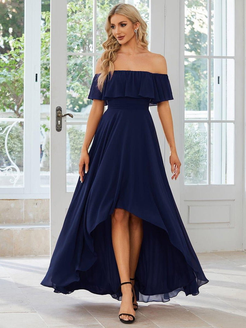 Charming Off-Shoulder Asymmetrical Bridesmaid Dress