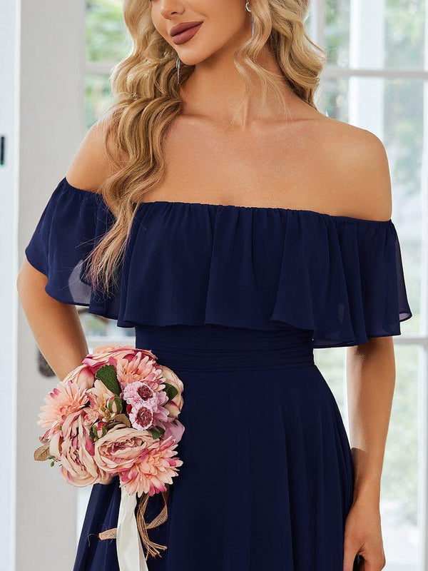 Charming Off-Shoulder Asymmetrical Bridesmaid Dress
