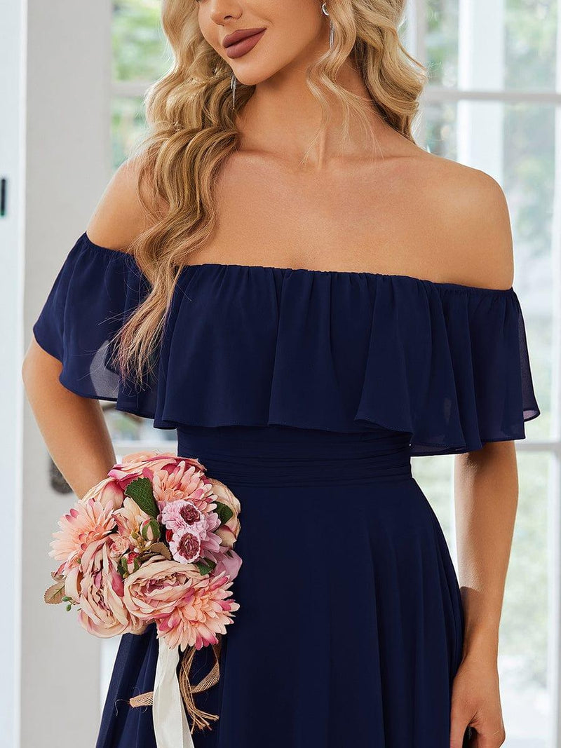 Charming Off-Shoulder Asymmetrical Bridesmaid Dress
