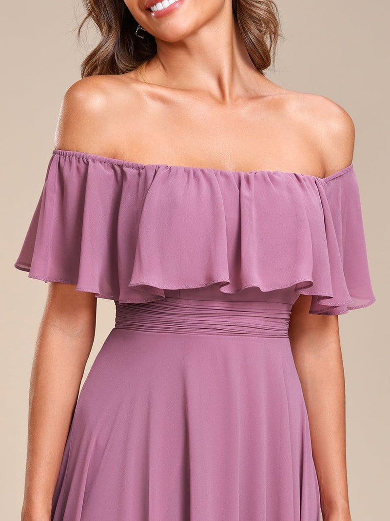 Charming Off-Shoulder Asymmetrical Bridesmaid Dress