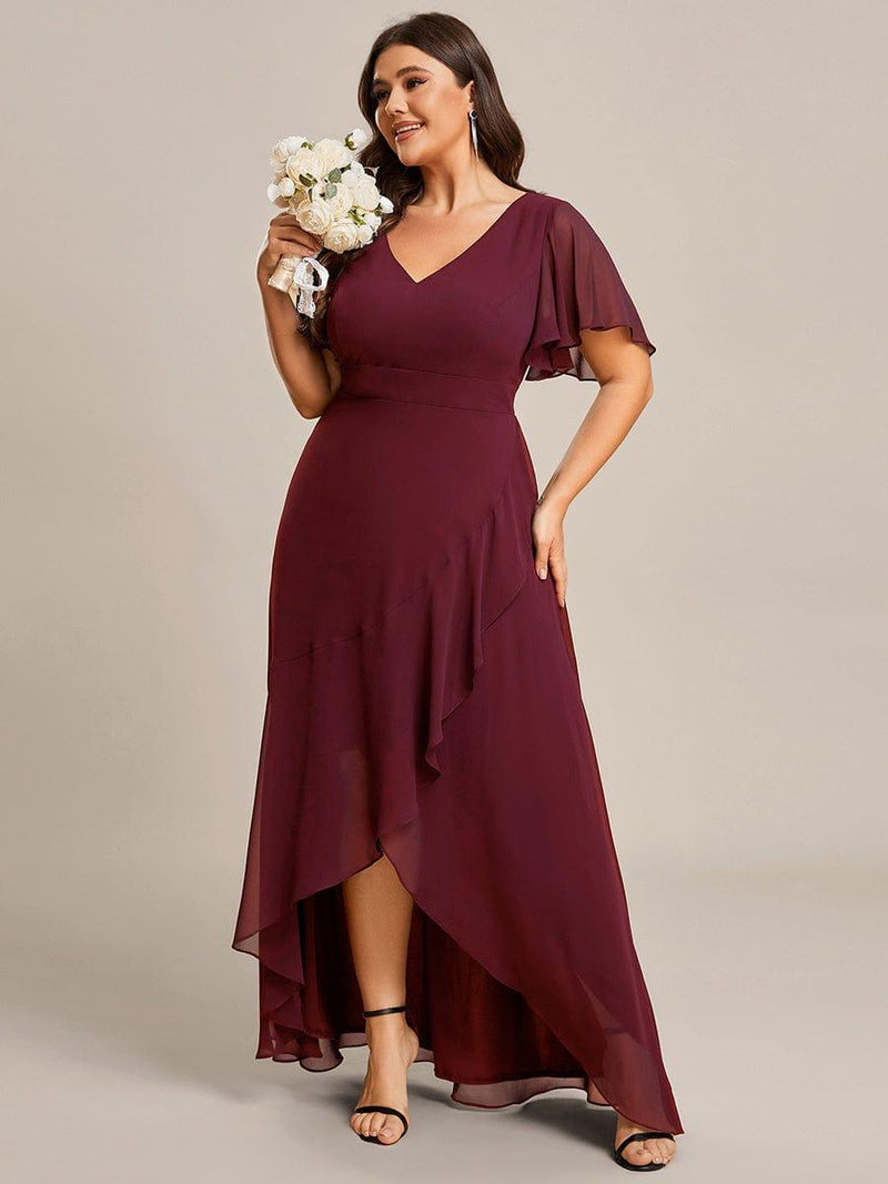 Empire Sleeveless Bridesmaid Gown with Bowknot Sky Blue Plus Size