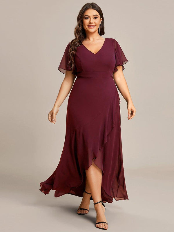 Plus Size and Chiffon Burgundy Bridesmaid Dress by 7433 main image 1