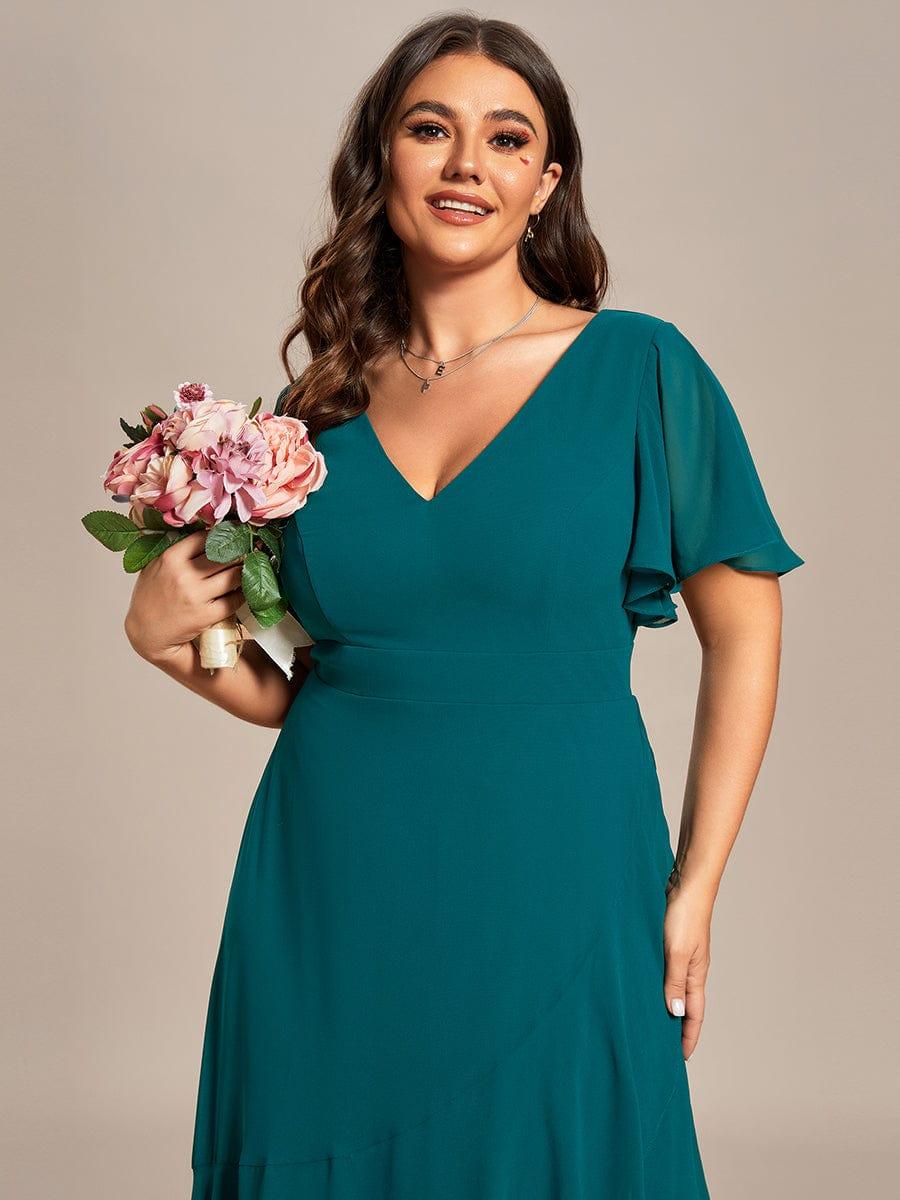 Plus Size Elegant Lotus Sleeves Chiffon Bridesmaid Dress