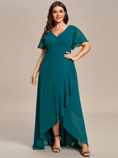 pretty OREE|Plus Size Elegant Lotus Sleeves Chiffon Bridesmaid Dress