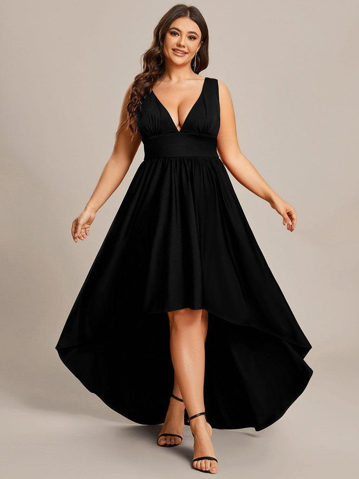 Empire Sleeveless Bridesmaid Gown with Bowknot Sky Blue Plus Size main image 0