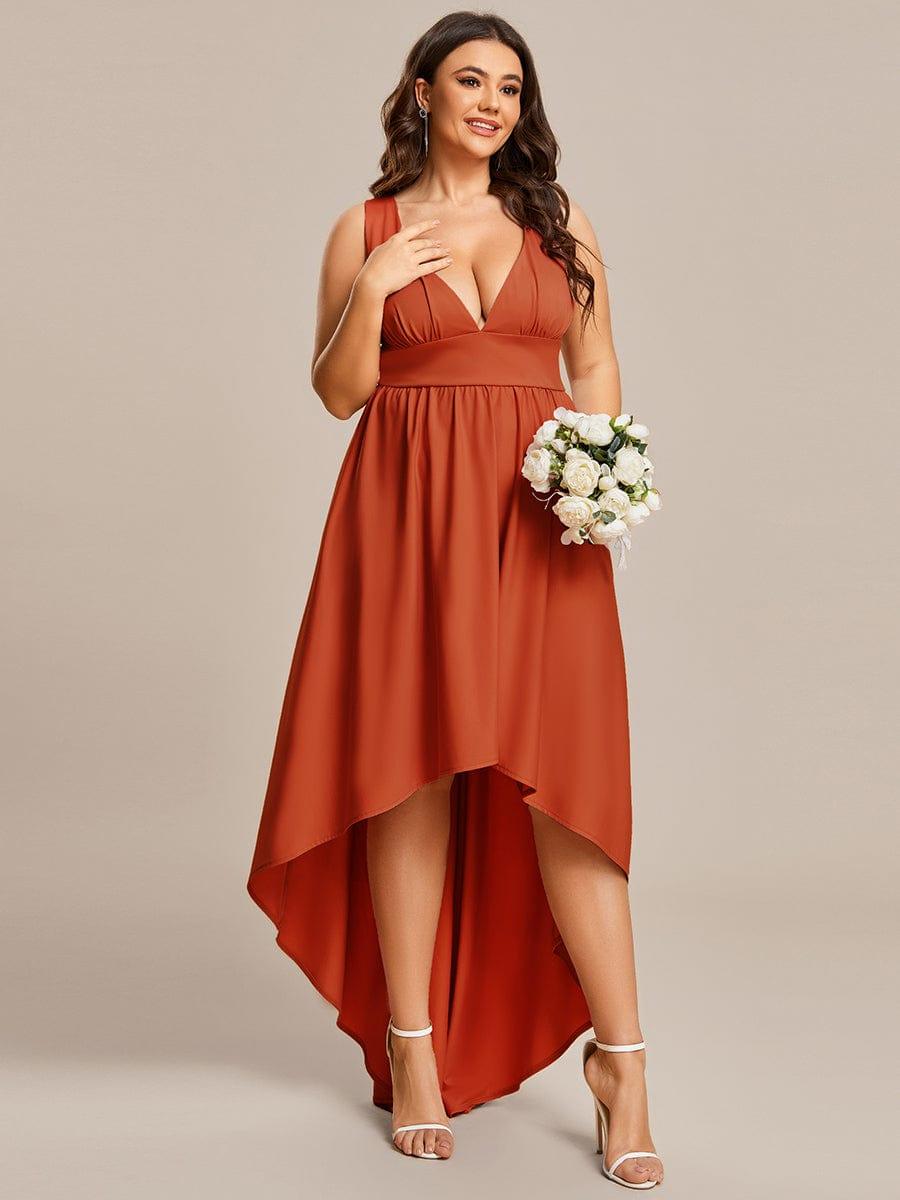 Plus Size Elegant High-Low Sleeveless Empire Waist Bridesmaid Dress