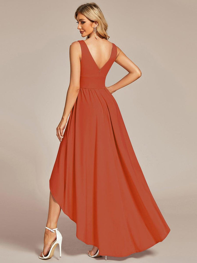 V Neck Empire Seam Crepe Retract Your Waist Sleeveless Bridesmaids Dress