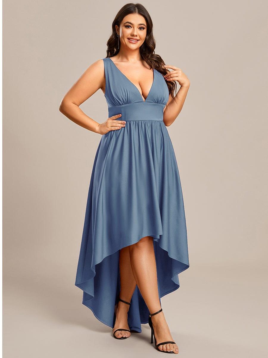 Plus Size Elegant High-Low Sleeveless Empire Waist Bridesmaid Dress