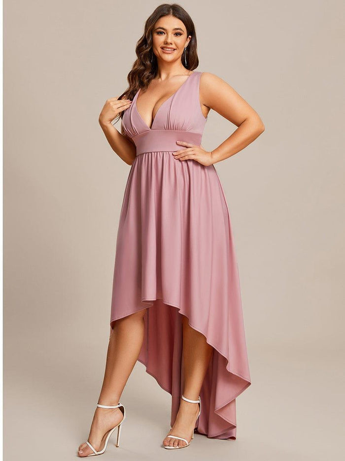 2026 Plus Size Empire Waist High-Low Sleeveless Bridesmaid Dresses