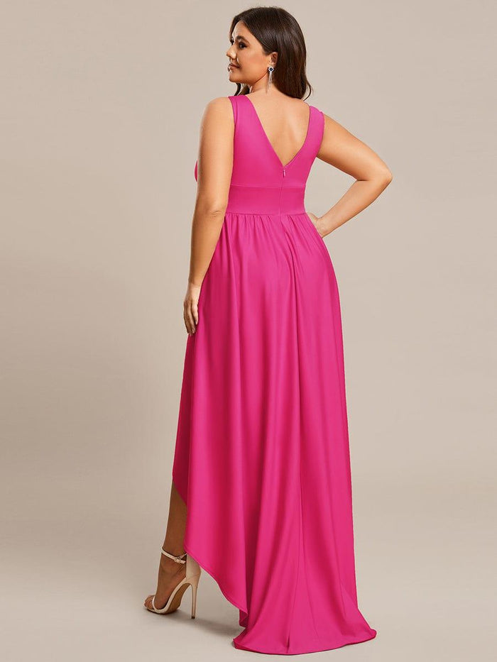 Empire Sleeveless Bridesmaid Gown with Bowknot Slate Blue Plus Size main image 1