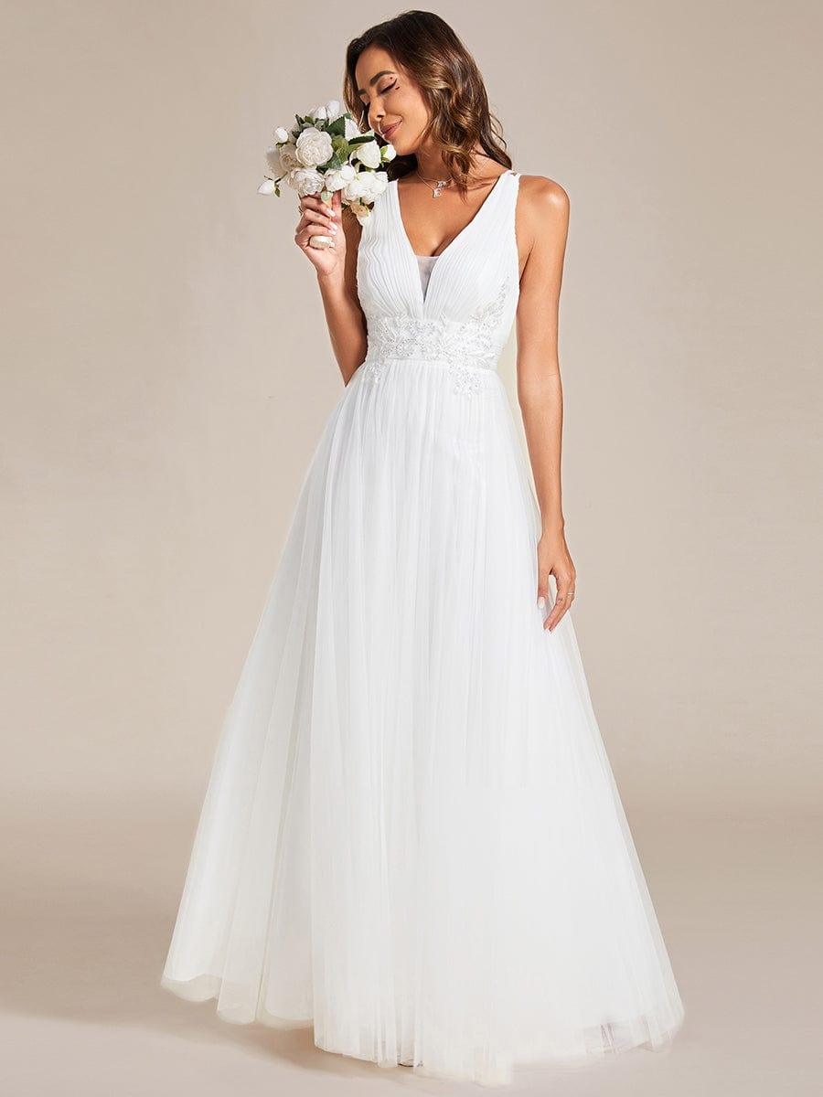 Ever-Pretty Fairy-Like Cross-Back Straps Tulle Waist Applique Sleeveless Bridesmaid Dress