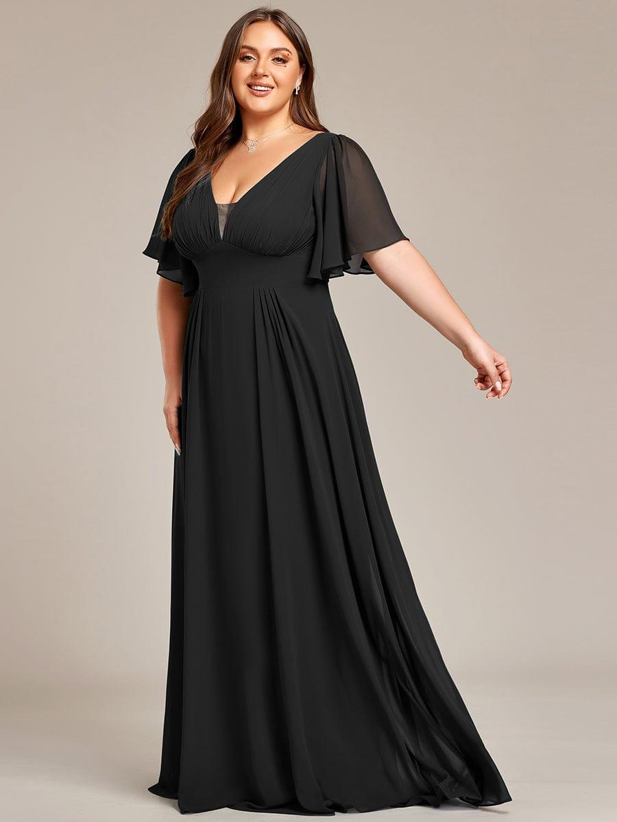 a-line or empire style dress Simple Chiffon Short Sleeves Waist Maxi Bridesmaid Taille:36 length silhouette can be st-backless-dresses Shiny Maxi Dress -
