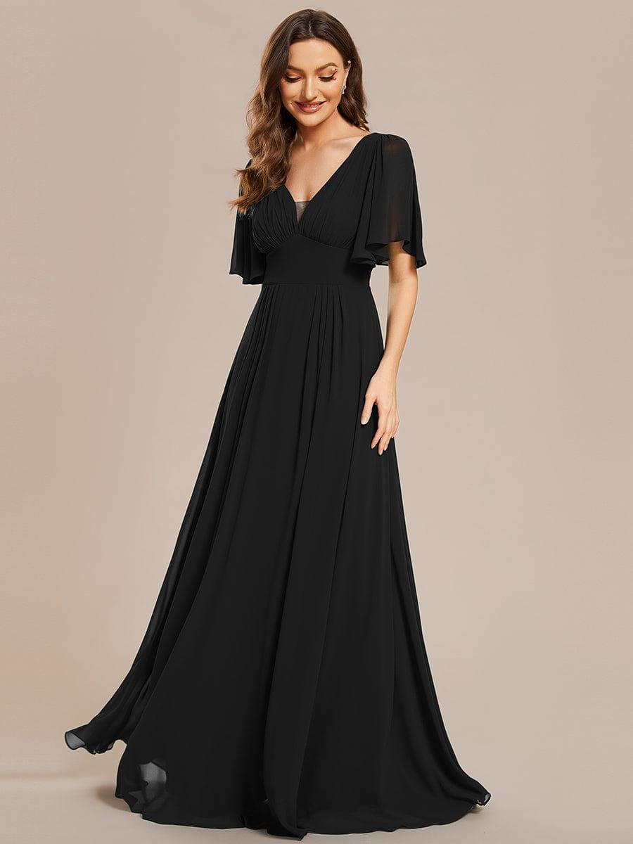 empire waist a line bridesmaid dresses Simple Chiffon Short Sleeves A-Line Maxi Dress Upsell__rainbow-glow-shrug-rainbow CD CDS531 - Beaded Sleeves:Half / Short Sleeves Navy Blue