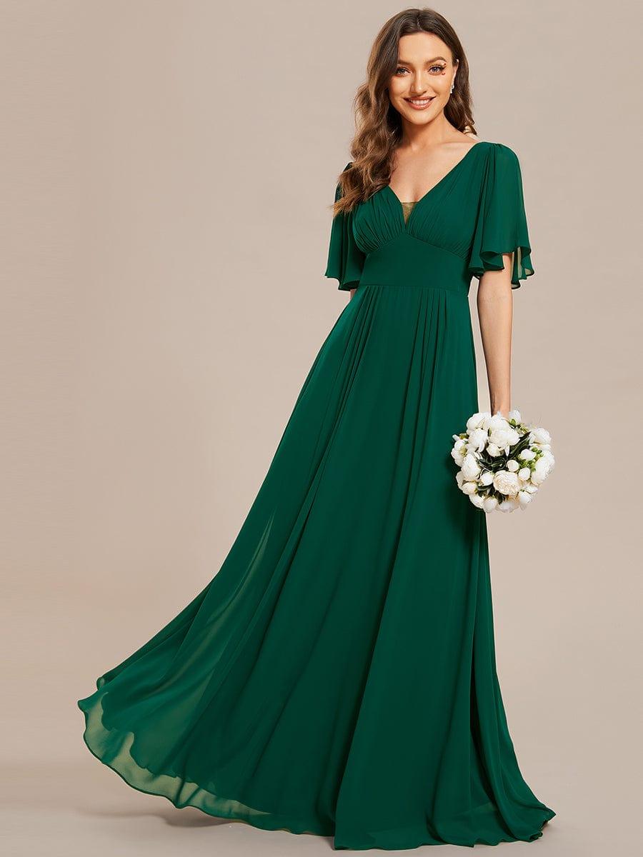 Ever-Pretty Classic V-Neck Chiffon Ruffles Sleeve Empire Waist Backless Budget Bridesmaid Dress Ever-Pretty Classic V-Neck Chiffon Ruffles Sleeve Empire Waist Backless Budget Bridesmaid Dress