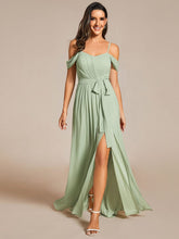 Sweetheart Neckline Cold Shoulder Chiffon Bridesmaid Dress #color_Mint Green