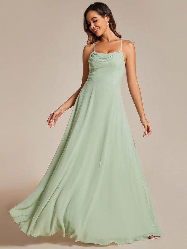 Strapless Blue Back Bow A-line Bridesmaid Dress