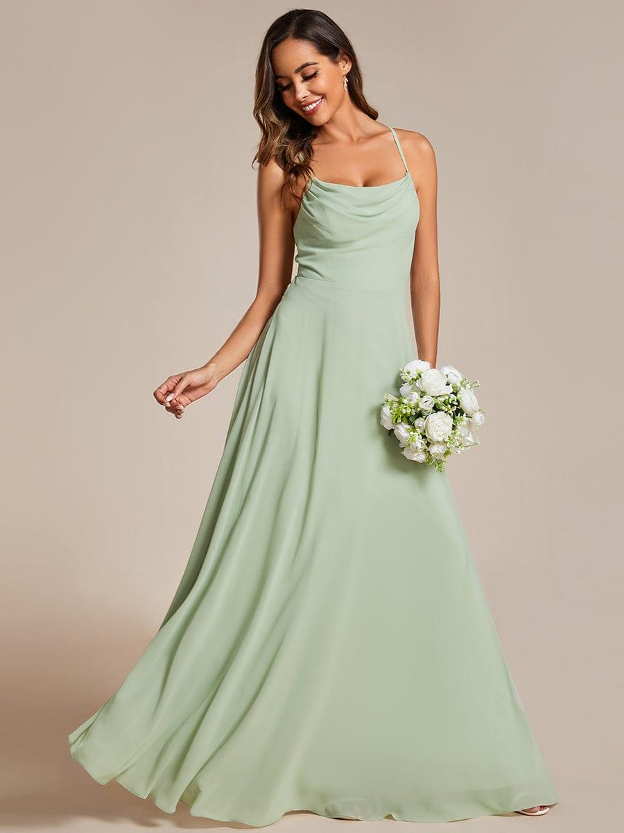 flowy green bridesmaid dress Chic Sleeveless A-Line with Criss-Cross Back neck bridesmaid dress