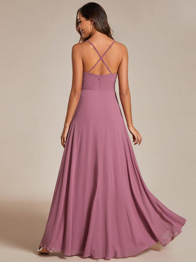 Flowy Back Criss-Cross Swing Collar Sleeveless A-Line Bridesmaid Dress #color_Purple Orchid
