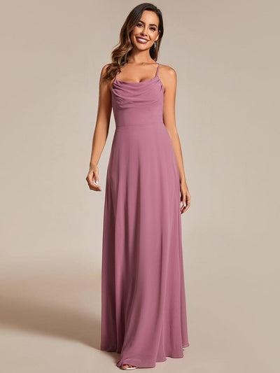 Flowy Back Criss-Cross Swing Collar Sleeveless A-Line Bridesmaid Dress #color_Purple Orchid