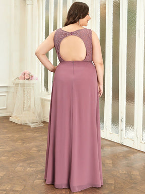 Plus Size Backless Lace A-Line Chiffon Bridesmaid Dress