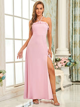 Color=Mauve | Ruffled Halter A-Line Bridesmaid Dress-Mauve 1