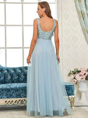 Tulle Sequin Sleeveless A-Line Bridesmaid Dress