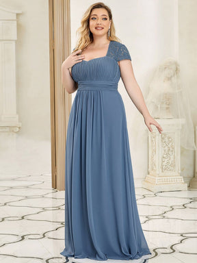 Plus Size Lace Cap Sleeve Ruched Sweetheart A-Line Bridesmaid Dress