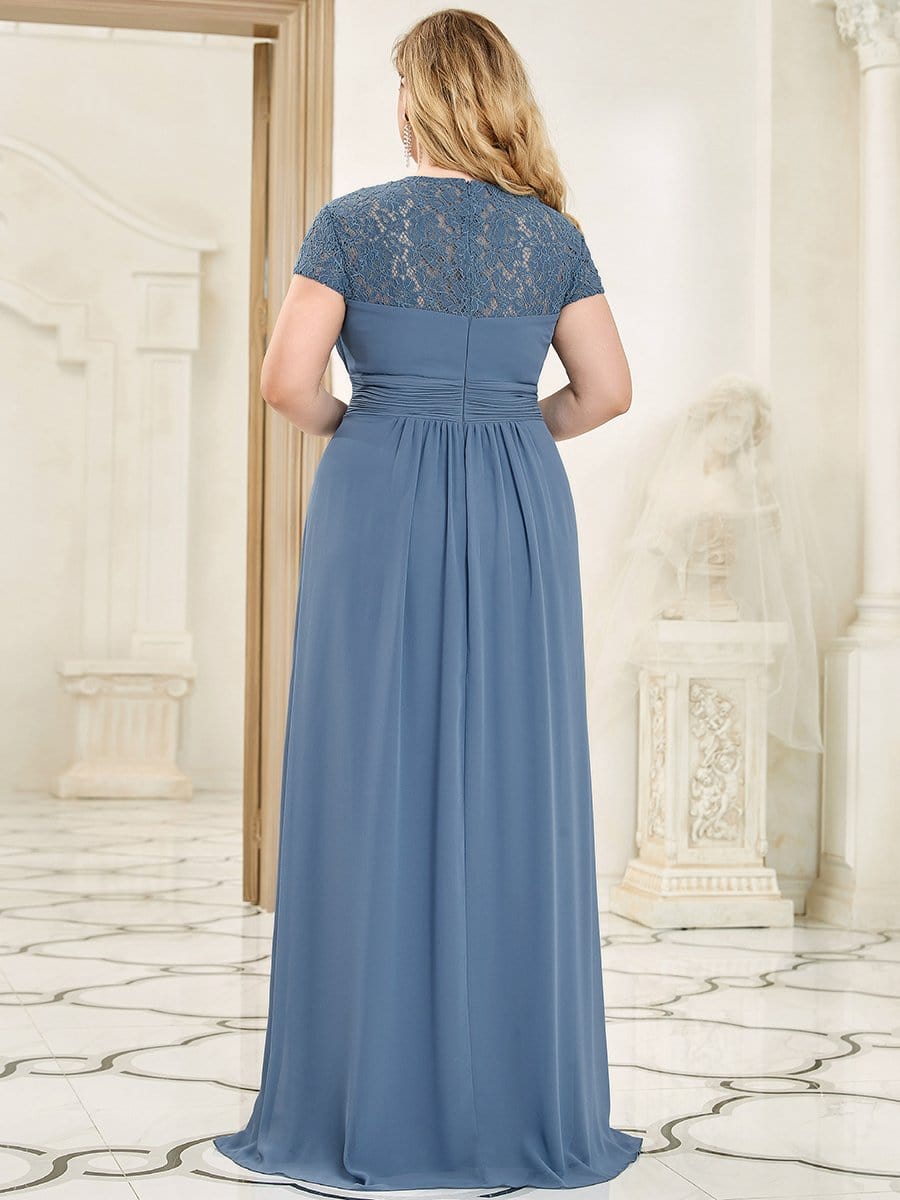 Plus Size Lace Cap Sleeve Ruched Sweetheart A-Line Bridesmaid Dress