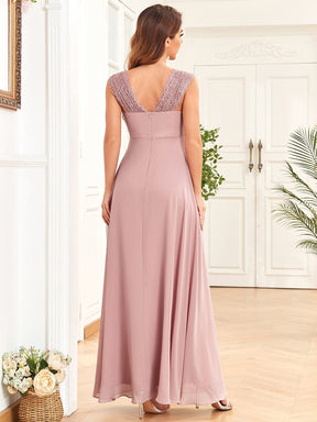 Chiffon Sleeveless Lace Ruched Floor-Length Maternity Dress