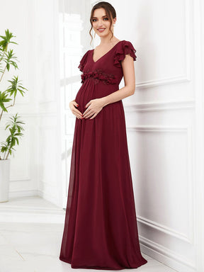Chiffon Ruffled Short Sleeve Corsage A-Line Maternity Dress