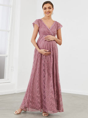 Plus Size V Neck Maternity Formal Dress with Sleeves