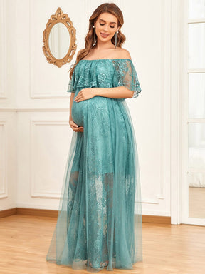 Empire Waist Vintage Floral Foldover Double-Layer Maternity Dress