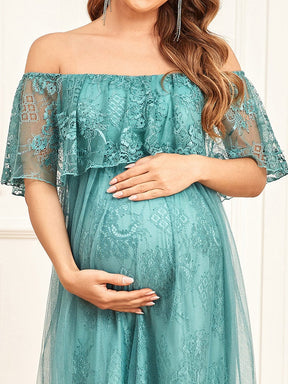 Empire Waist Vintage Floral Foldover Double-Layer Maternity Dress