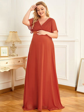 Ruched Bodice Flowy Chiffon Floor-Length Maternity Dress with Sleeves