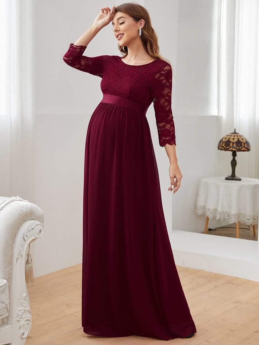 burgundy lace maternity dress / 4 Plus size