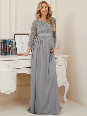 Sweetheart 3/4 Sleeve Floor-Length Lace Maternity Dress