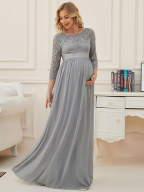 Sweetheart 3/4 Sleeve Floor-Length Lace Maternity Dress