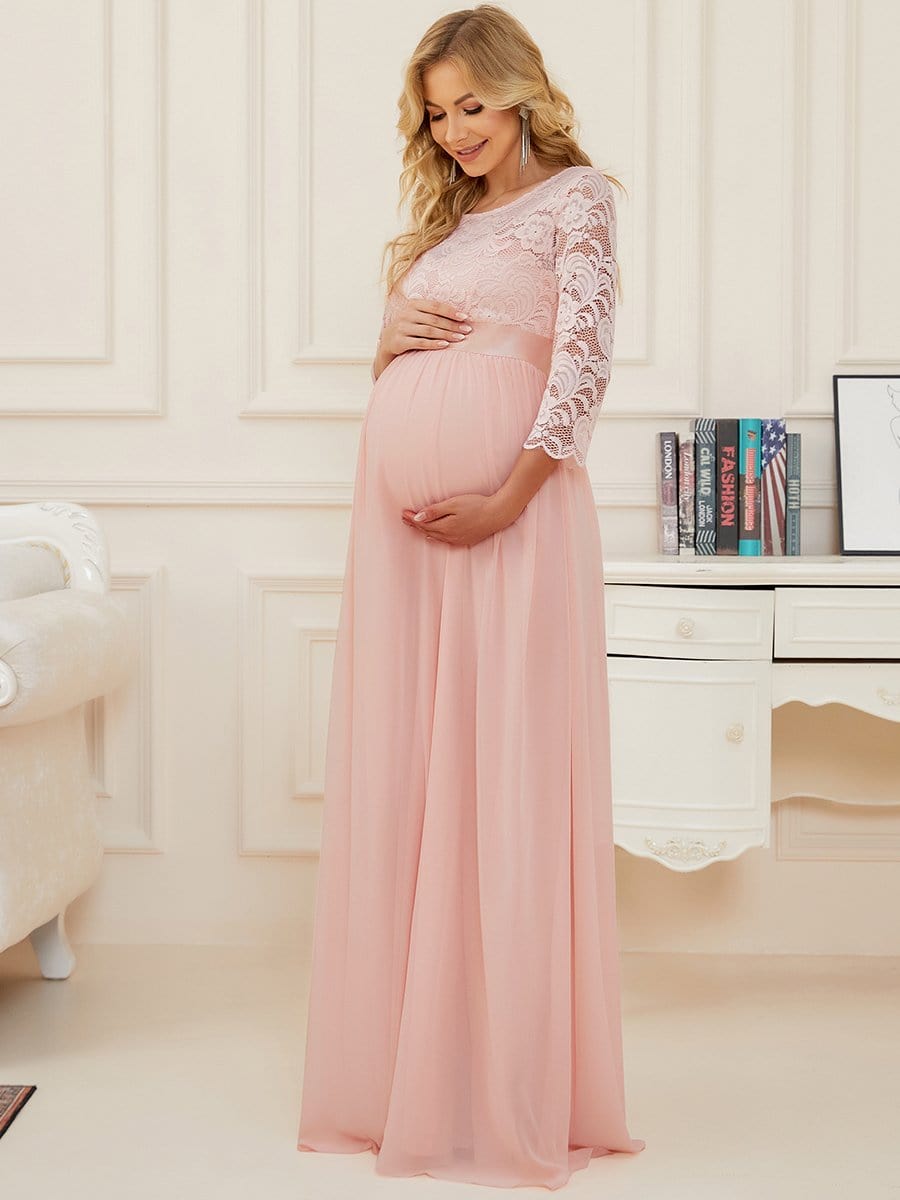 Chiffon Sleeveless Lace Ruched Maternity Dress - Ever-Pretty US