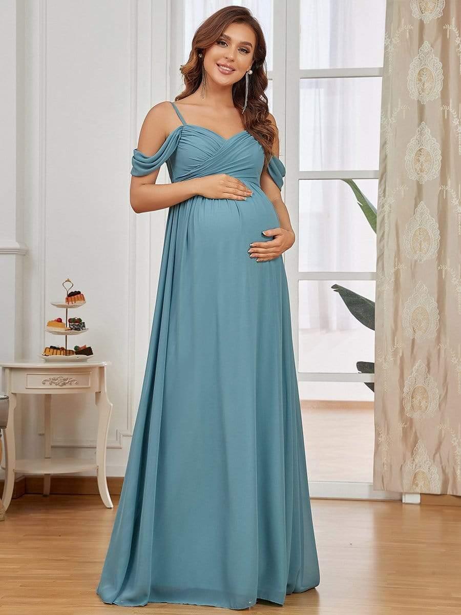 a line maternity dresses Light Teal / 6 Bra With Backless Dress backless bra day stretch Can be SIZE:XL