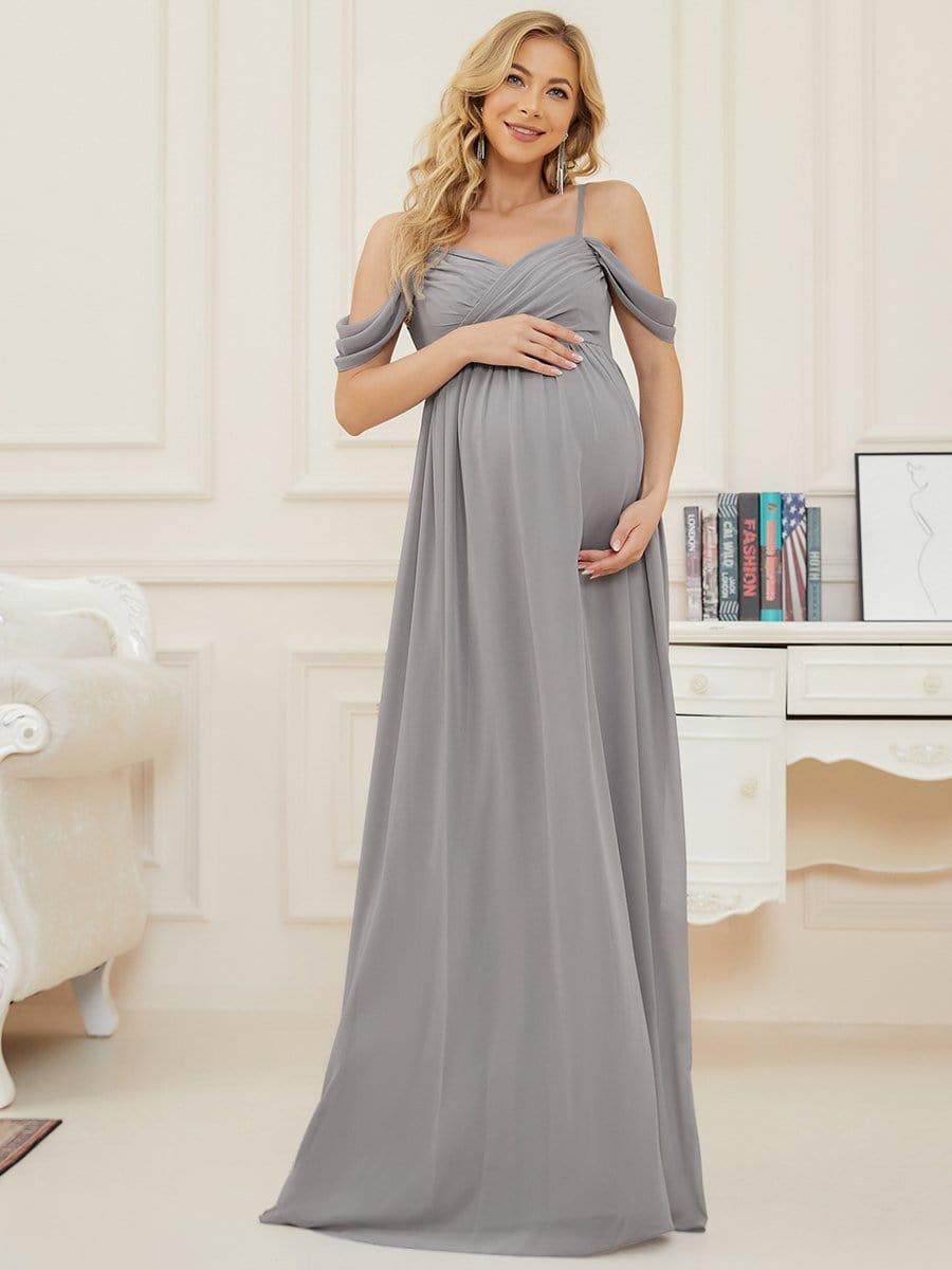 Off-Shoulder Spaghetti Strap A-Line Maternity Dress