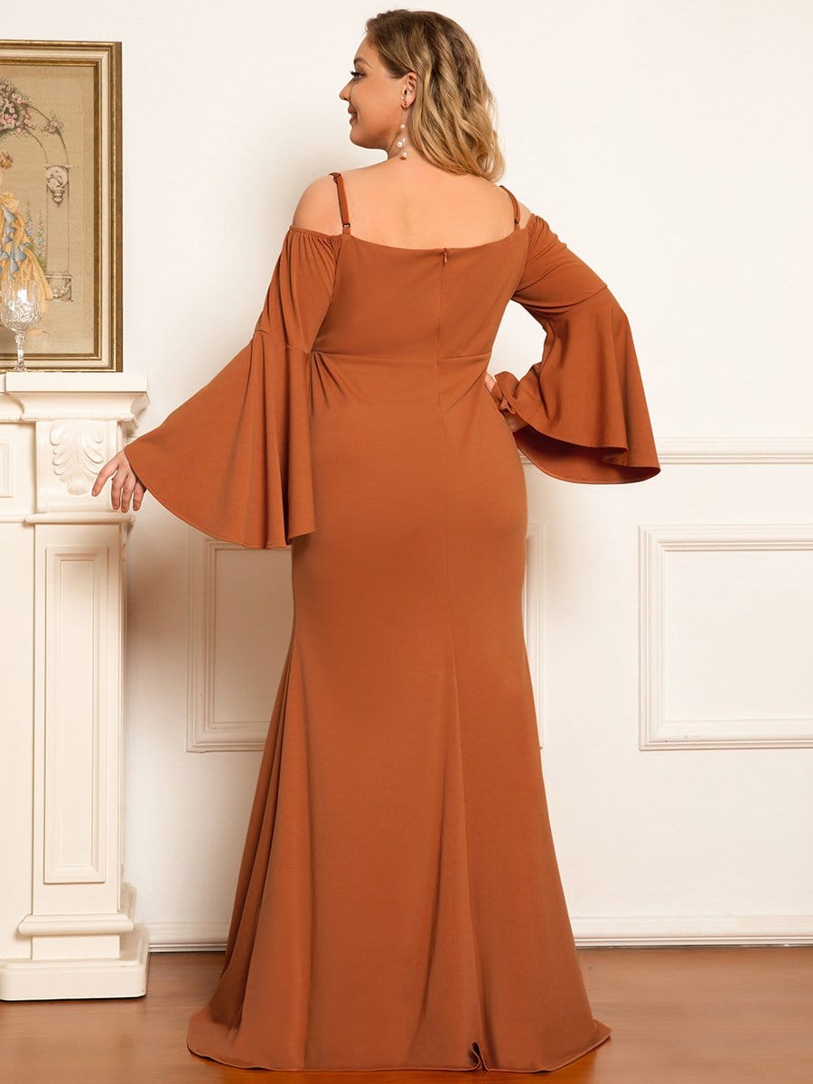 Plus Size Long Sleeve Fishtail Maxi Maternity Dress - Ever-Pretty US