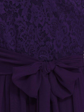 Elegant Lace Bodice Chiffon Maxi Evening Dress with Belt