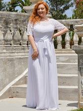 Maxi Long Lace Illusion Plus Size Mother Of the Bride Dresses #color_White 